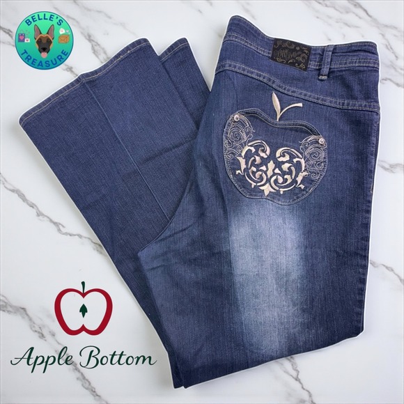 Apple Bottoms Jeans Womens 22 Apple Pocket Dark Wash Bootcut Vintage Y2K 40x30 - Picture 1 of 12